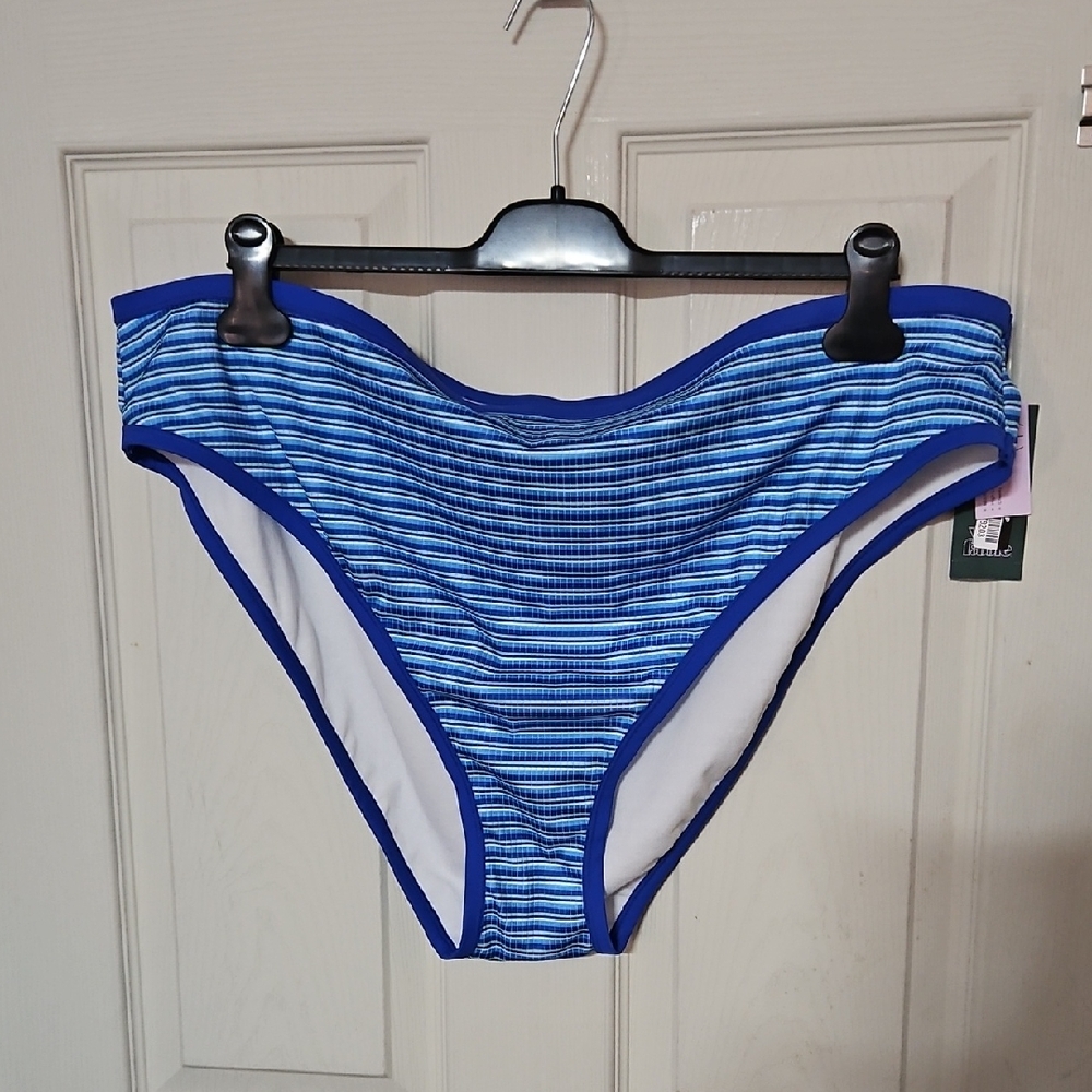 WILD FABLE PLUS SIZE BLUE/GREEN STRIPED BIKINI BOTTOM: NEW WITH TAGS: SIZE 2X